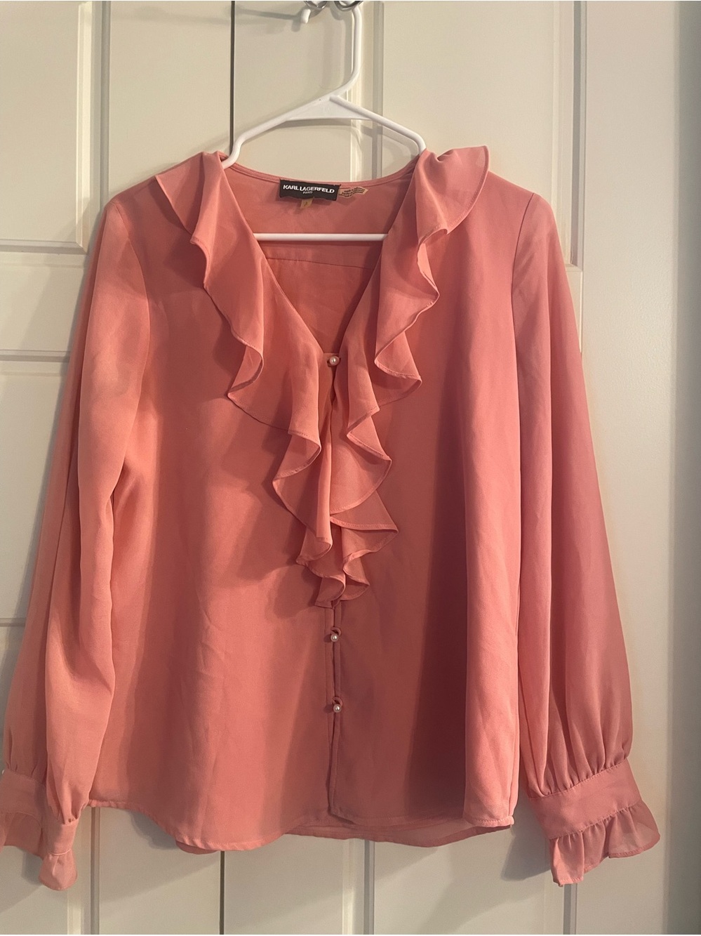 Karl Lagerfeld Ruffled Blouse in Dusty Rose